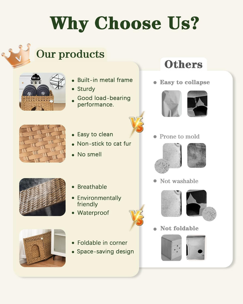 Cat Beds for Indoor Cats Extra Large Double Cat Cave, Natural