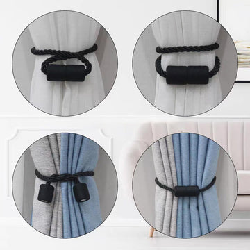 Magnetic Curtain Tiebacks Modern Handmade Rope Curtain Tie Backs Decorative Drapes Holdbacks Outdoor Bedroom - 2 Pack