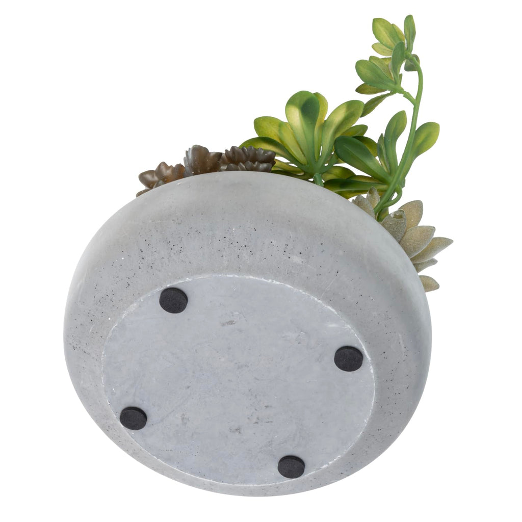 Artificial Succulent Arrangement in Round Gray Cement Planter Pot