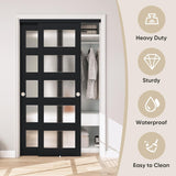 48" x 80" Sliding Closet Door, 5-Lite Frosted Glass Bypass Door with Hardware Kit & Matching Fascia,
