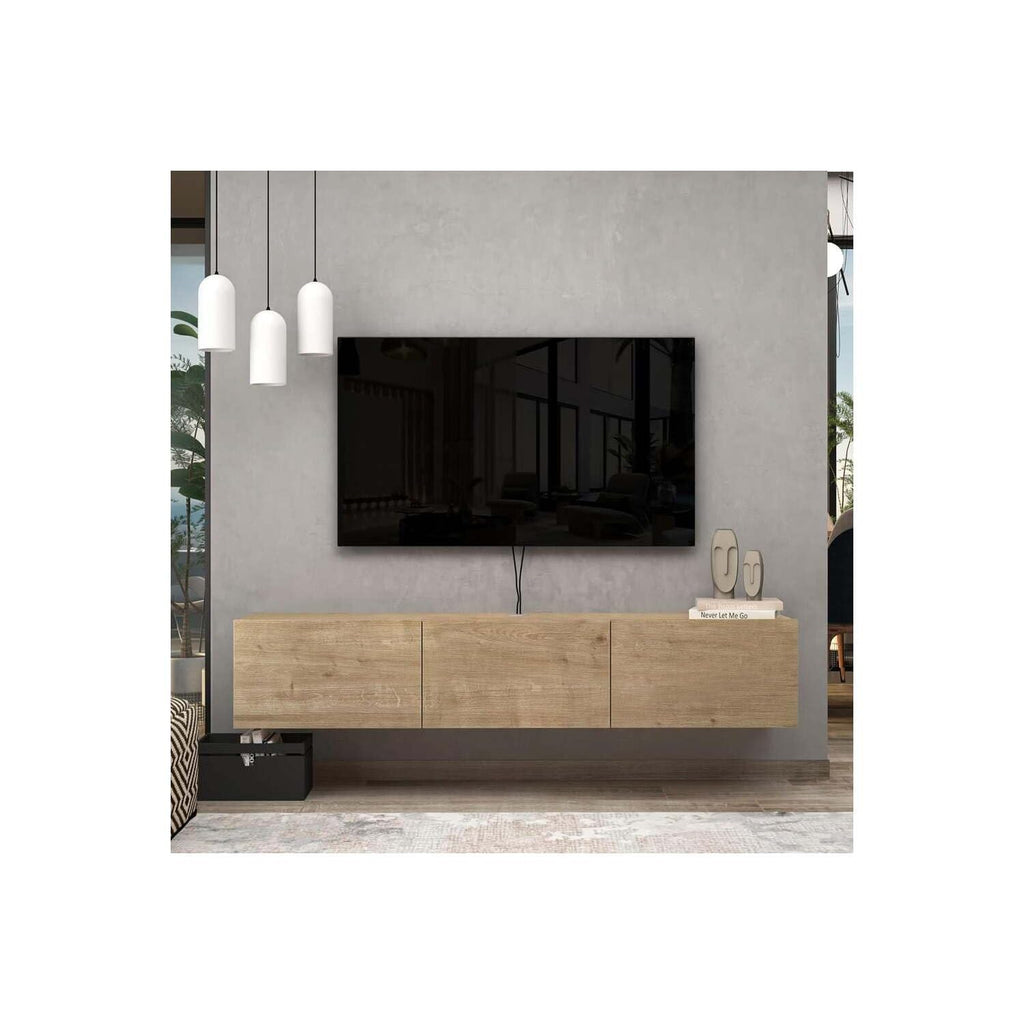 Urban Oasis 65 Inches Luxurious and Durable Floating TV Stand Wall Mounted Entertainment Center with Cable