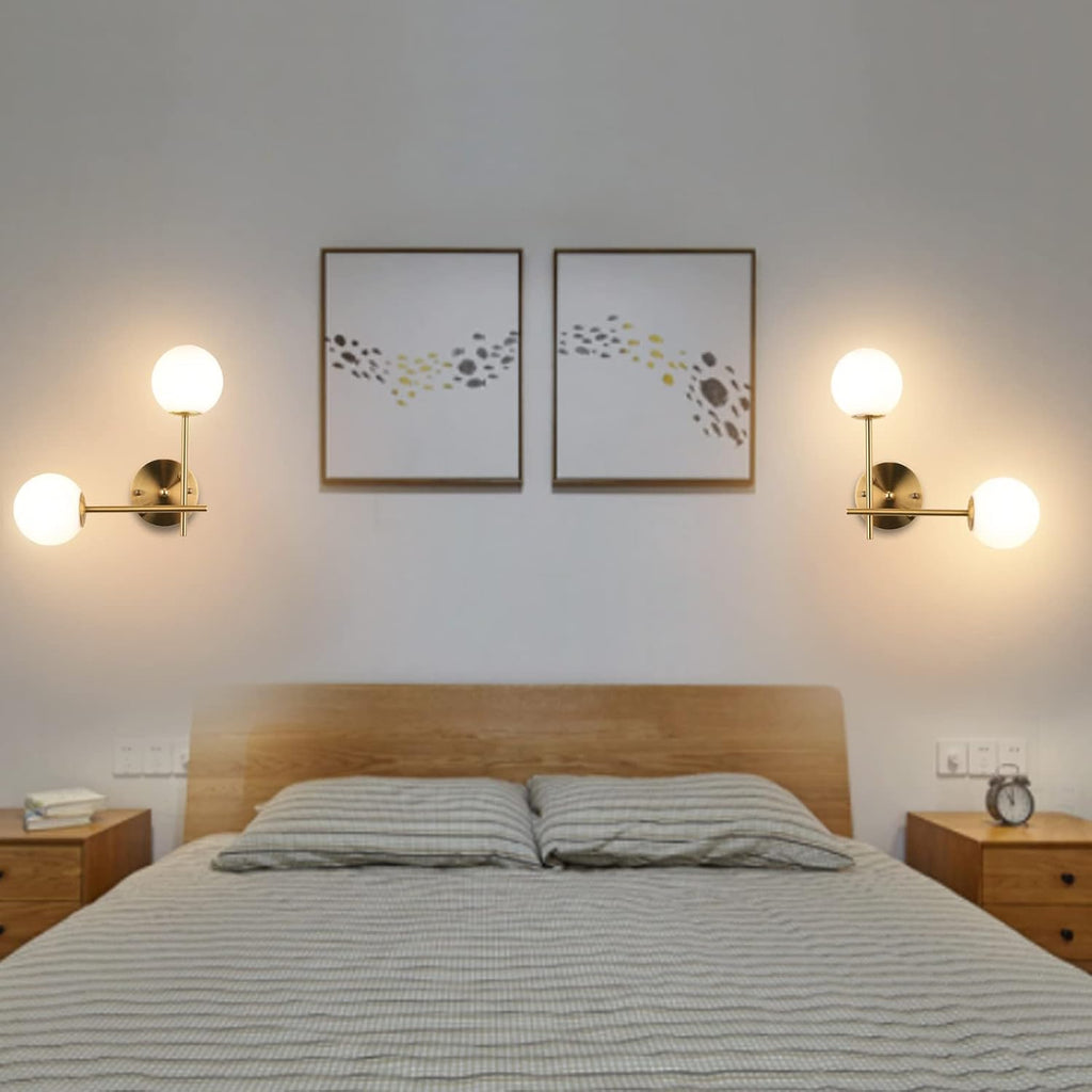 Gold Globe Wall Sconce, 7.5" W x 20" H, G9 Base, Compatible with LED or Halogen Bulbs, Perfect for Bathroom, Kitchen