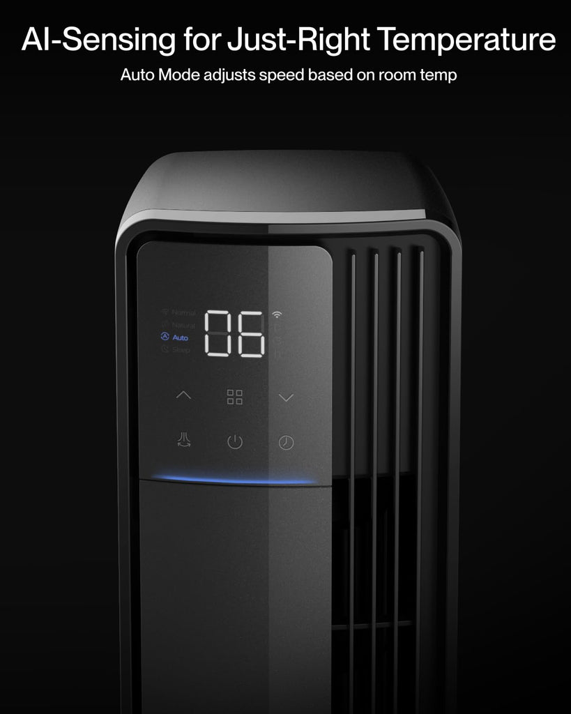 42" Smart Tower Fan, Ultra Quiet 23dB Cooling Fan with 12 Speeds, 90° Oscillating, 28ft/s Airflow, DC Motor, 24H