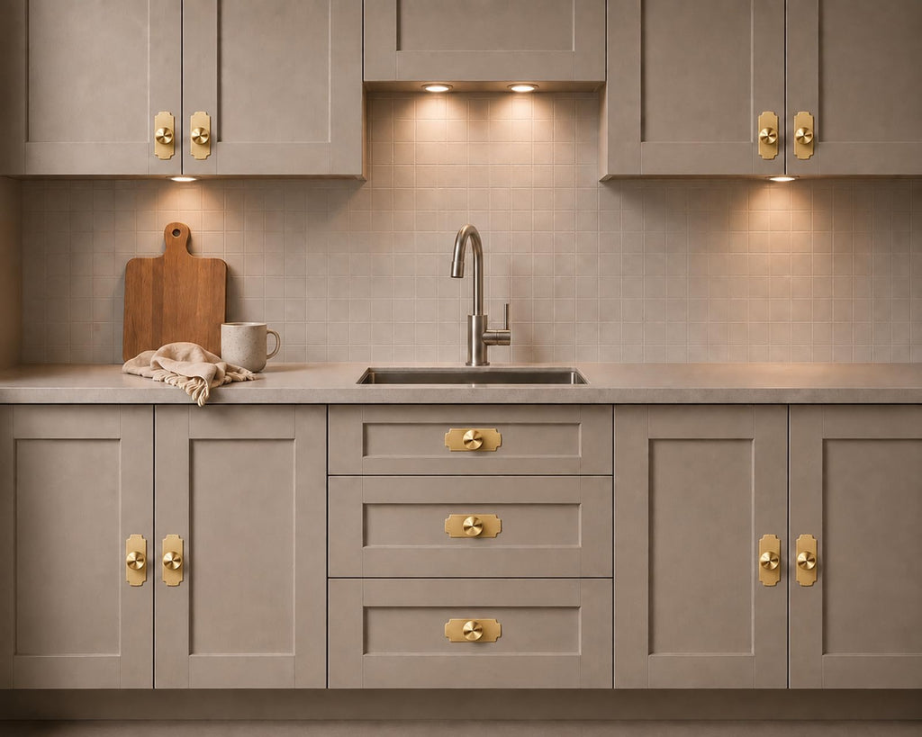 Gold Rectangle Backplates of Closet Cabinet Knobs