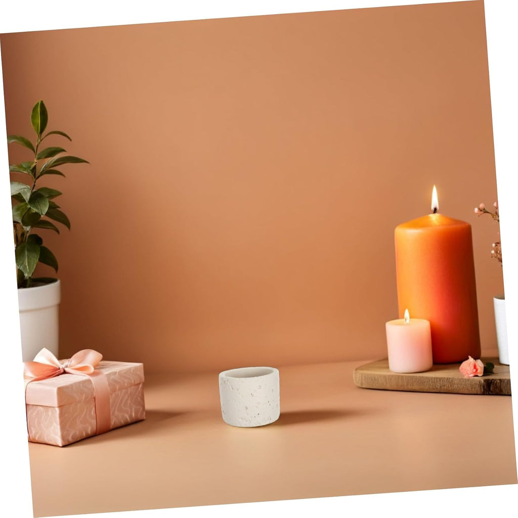 Concrete Match Holder for Fireplace and Candle Use, Minimalist Empty Cement Match Canister with 2.76in Diameter