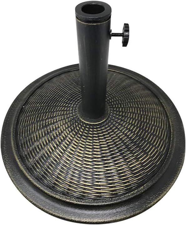 Decorative Outdoor Cement Wicker Design Umbrella Base, Bronze
