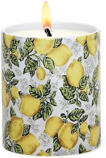 Positano Luxury Porcelain Soy Wax Candle - Eco-Friendly Hand-Poured Candle, Reusable Ceramic Tumbler, Long Burn Time