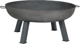 34 Inch Cast Iron Heavy-Duty Fire Pit Bowl - Wood Burning Outdoor - Gray