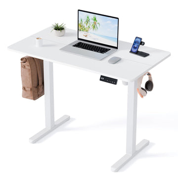 Electric Standing Desk, 40" x 24" Small Sit Stand Desk, White