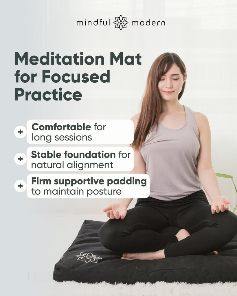 Zabuton Meditation Mat - Cotton Filled Yoga and Meditation Pad - Zabuton Meditation Cushion for Kneeling and Sitting