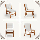 Furniliving Oak Wooden Dining Chairs Set of 2, Mid-Century Modern Linen Fabric Upholstered Kitchen Chair