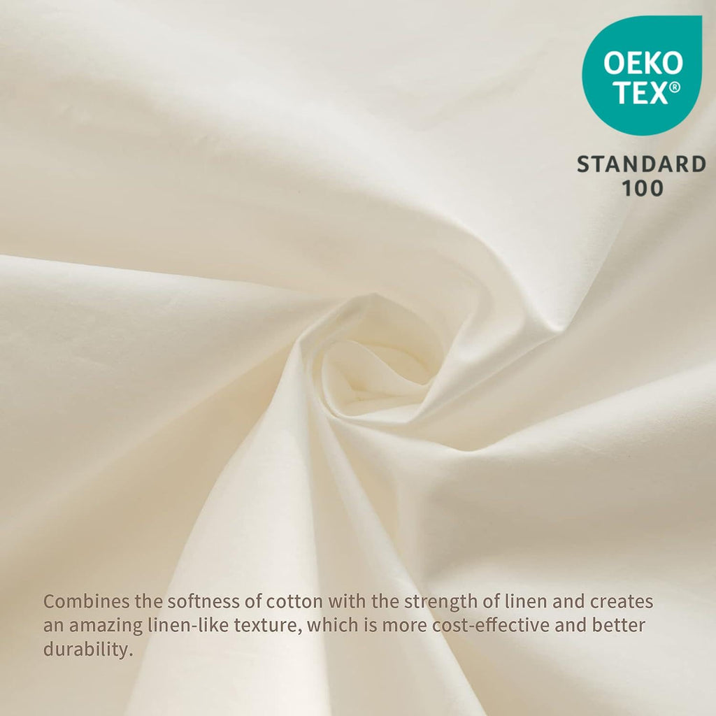 French Linen Bed Skirt with Pleated Frills 22-Inch Tailored Drop Natural Flax Cotton Blend Dust Ruffle Soft Cozy