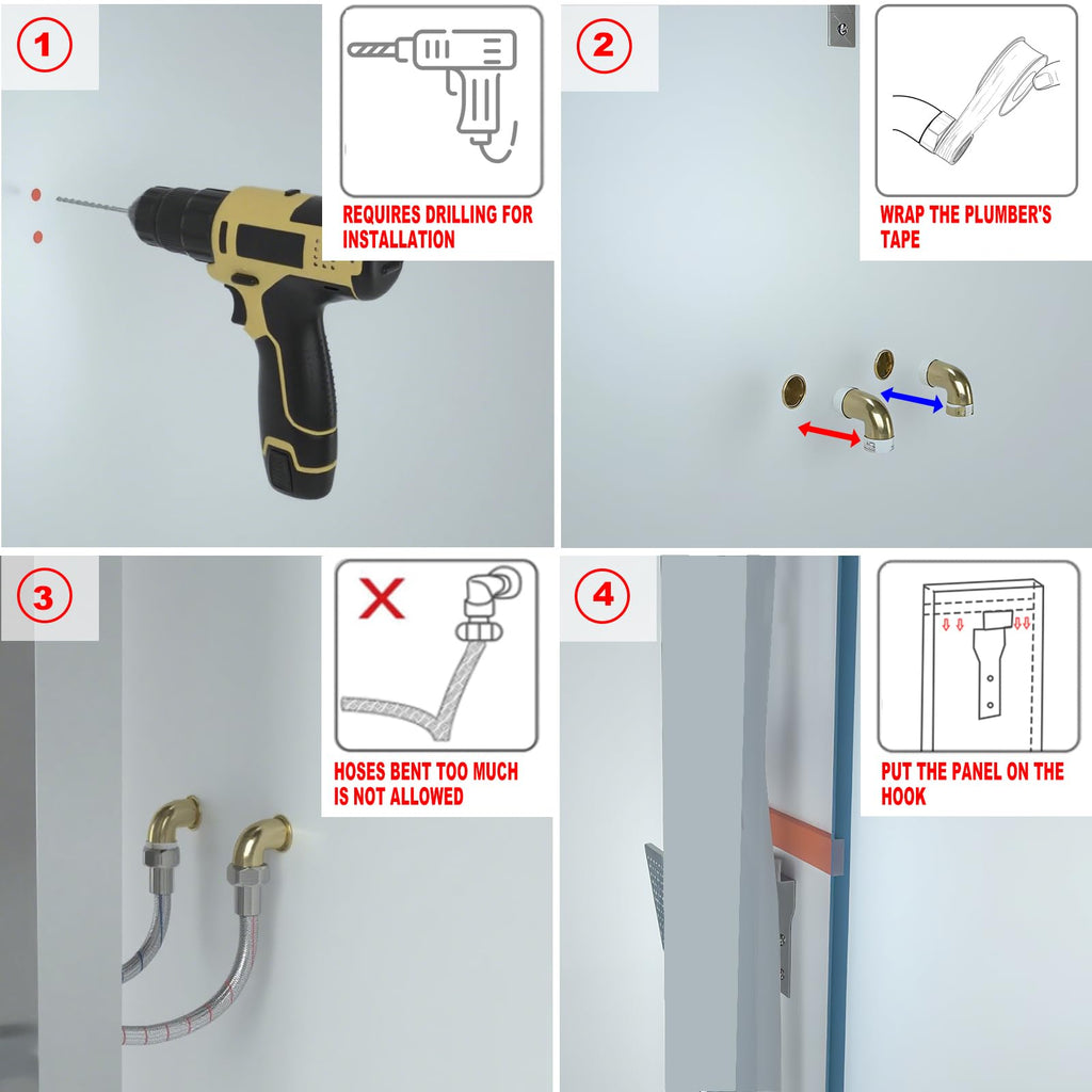 Rainfall Shower Panel System - 4 in 1 Full Body Shower Tower