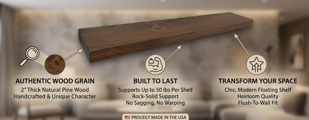 60 Inch Wooden Floating Shelves for Wall -60x8x2 in
