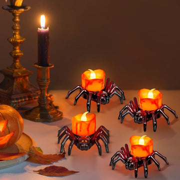 Halloween Tea Lights Candles, Battery Operated Flameless LED Candles - Set of 6
