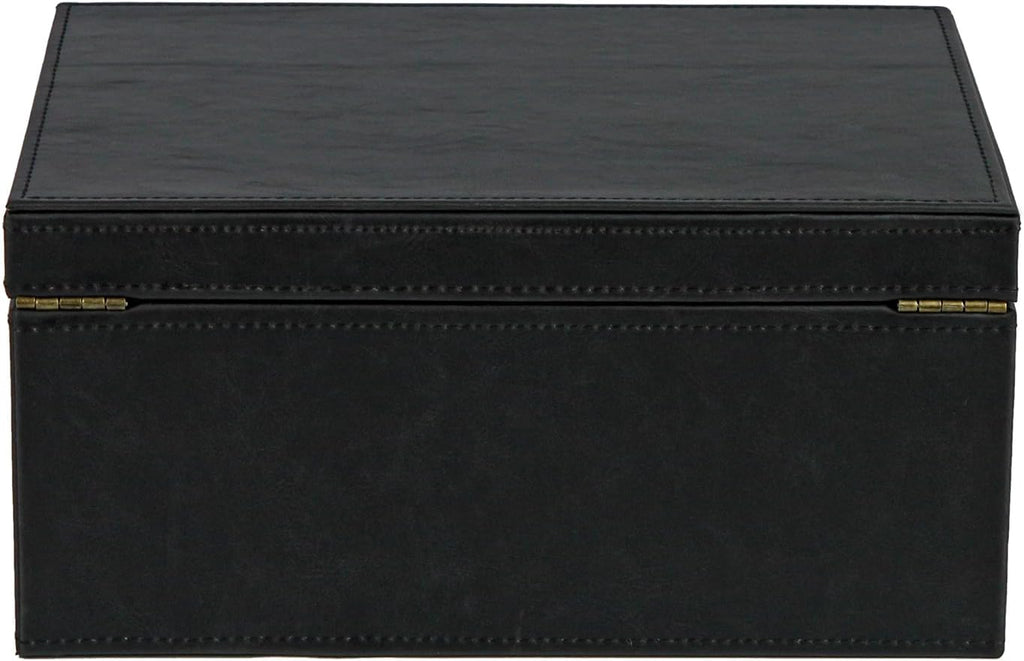 Faux Leather Decorative Box, Large Wooden Structure Keepsake Box Accessory Organizer Jewelry Organizer with Hinged