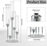 2 Pcs 5-Arm Silver Metal Table Candelabra Centerpiece, 22" Tall Clear Candlesticks Holder with Shade for Valentines