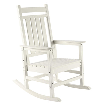 Oversized Outdoor Rocking Chair, All-Weather HDPE Patio Rocker for Porch, Garden, Balcony, White