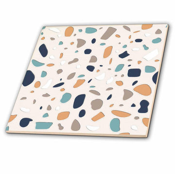 White with Multi-Color Pattern in Terrazzo 6 Inch Ceramic Tile