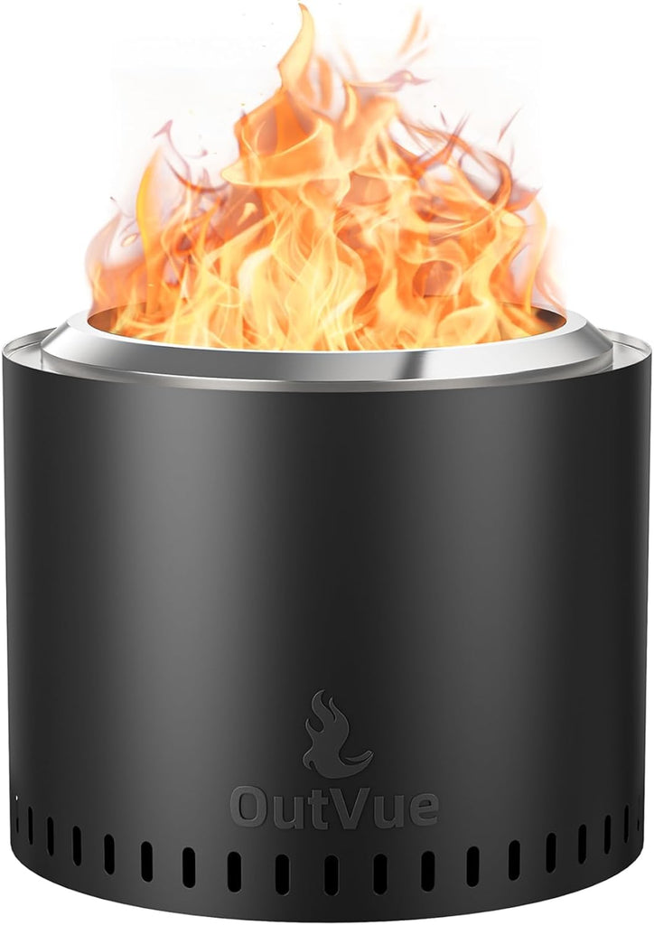 19.5 inch Stainless Steel Smokeless Fire Pit, Outdoor Smokeless Firepit with Tote Bag&Fire Poker