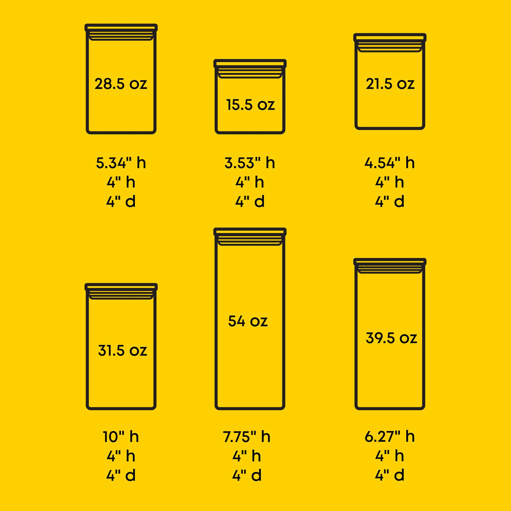 Borosilicate Glass Jars With Bamboo Lids. 6 Pc Set of Air Tight Sealable Containers. Food Jar Canisters with Airtight