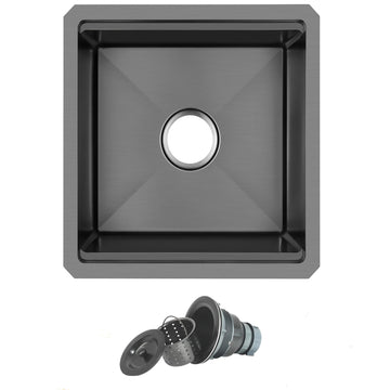 17"X19" Black Undermount Bar Sink, Bar & Prep Sink with Workstation