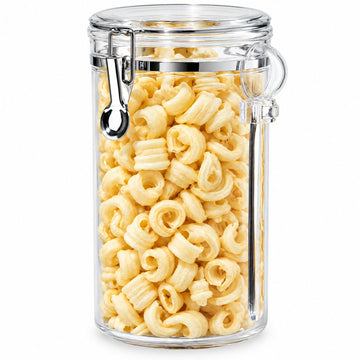 Clear Canister Airtight 72oz - Clamp Lid & Spoon - Airtight Food Storage Container, & Pantry Storage of Bulk, Dry