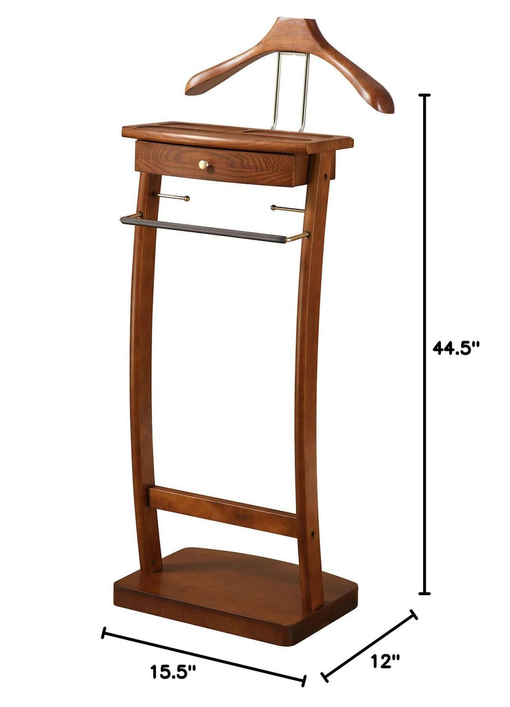 Kingsman Suit Valet Stand VL37074 with Drawer, Top Tray, Contour Hanger, Trouser Bar, Tie & Belt Hooks and