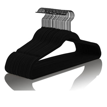 Black Velvet Hangers 50 Pack Non Slip Heavy Duty Black Hooks