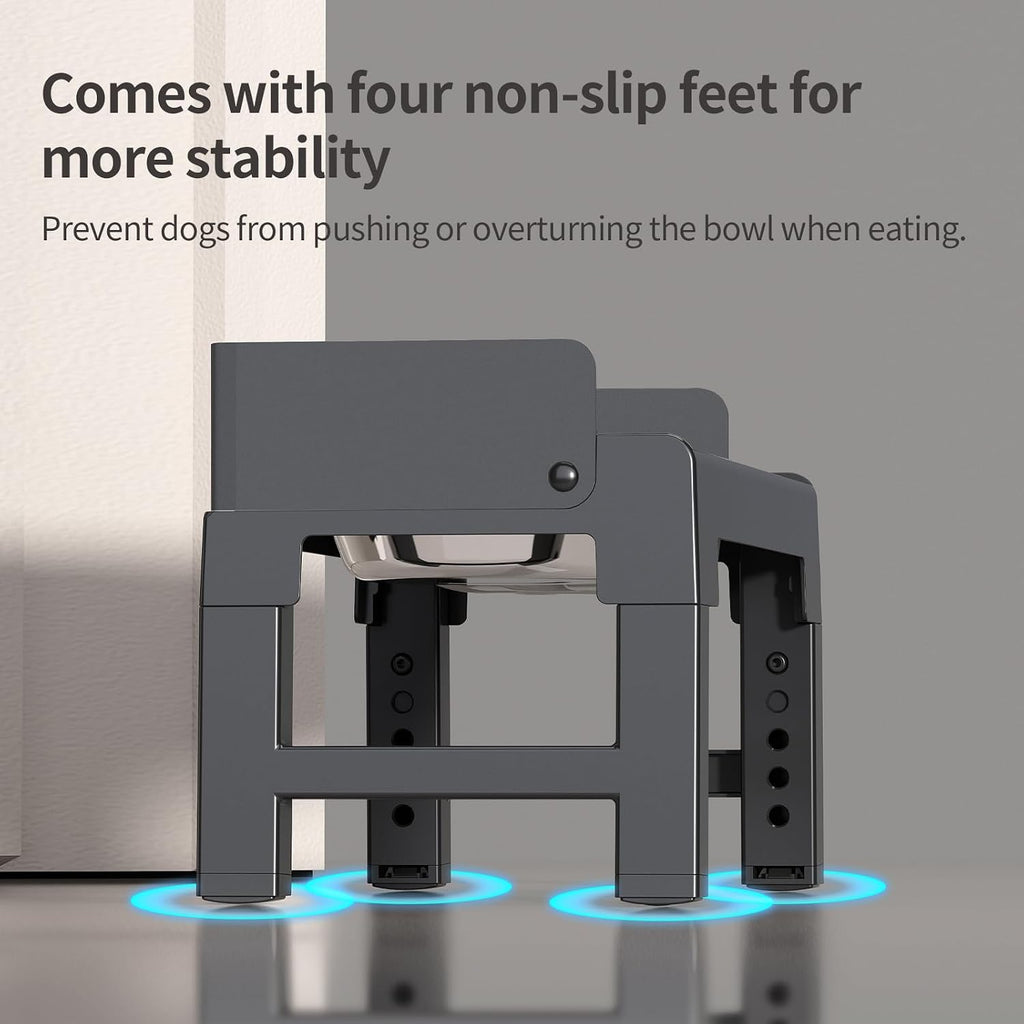 Elevated Dog Bowls for Medium and Large Dogs, Spill Proof Tiltable Dog Feeder with 2 Stainless Steel Bowls, 6 Height