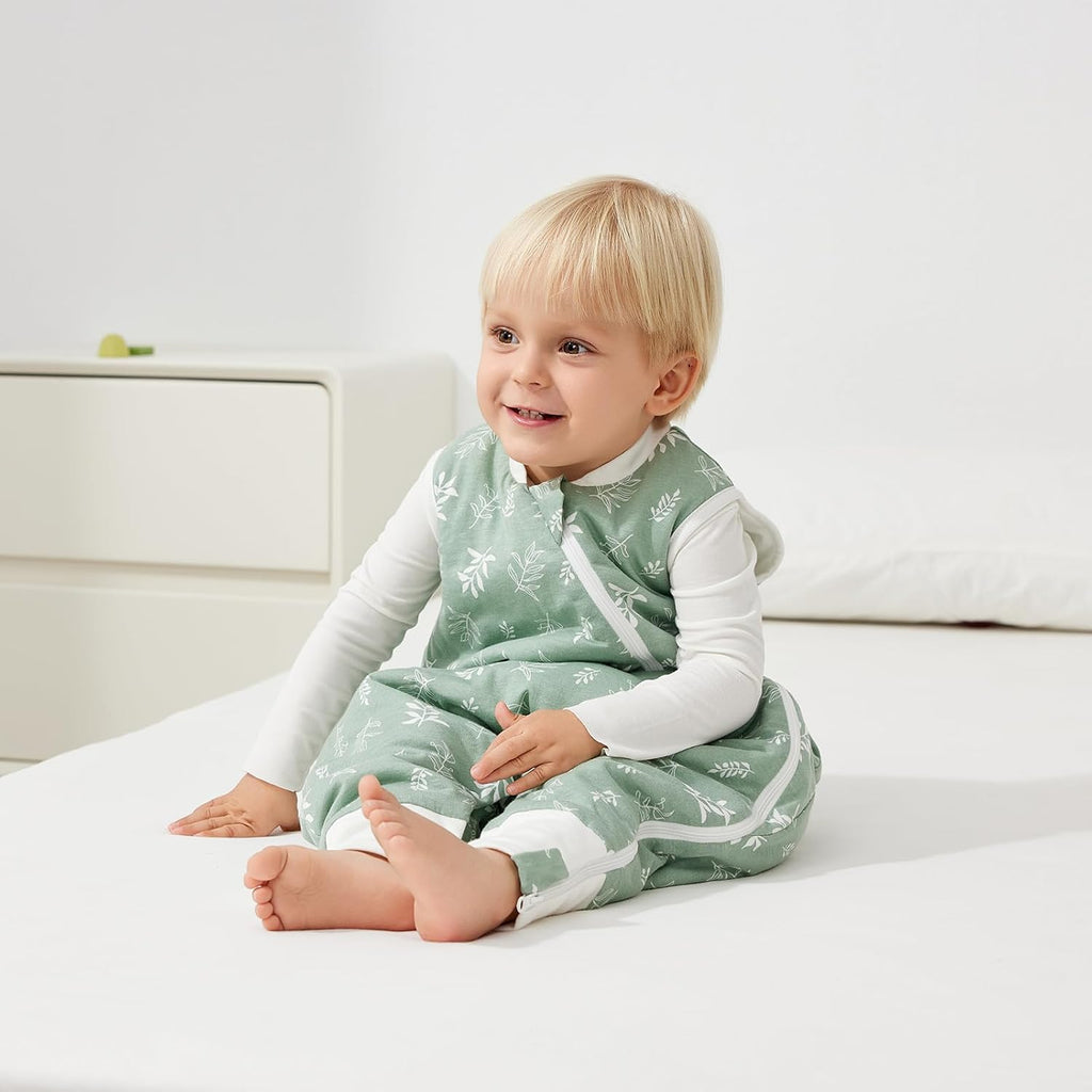 2.5 TOG Toddler Sleep Bag 100% Cotton Winter Side Open Zipper Baby Sleep Sack with Feet, Warm Toddler