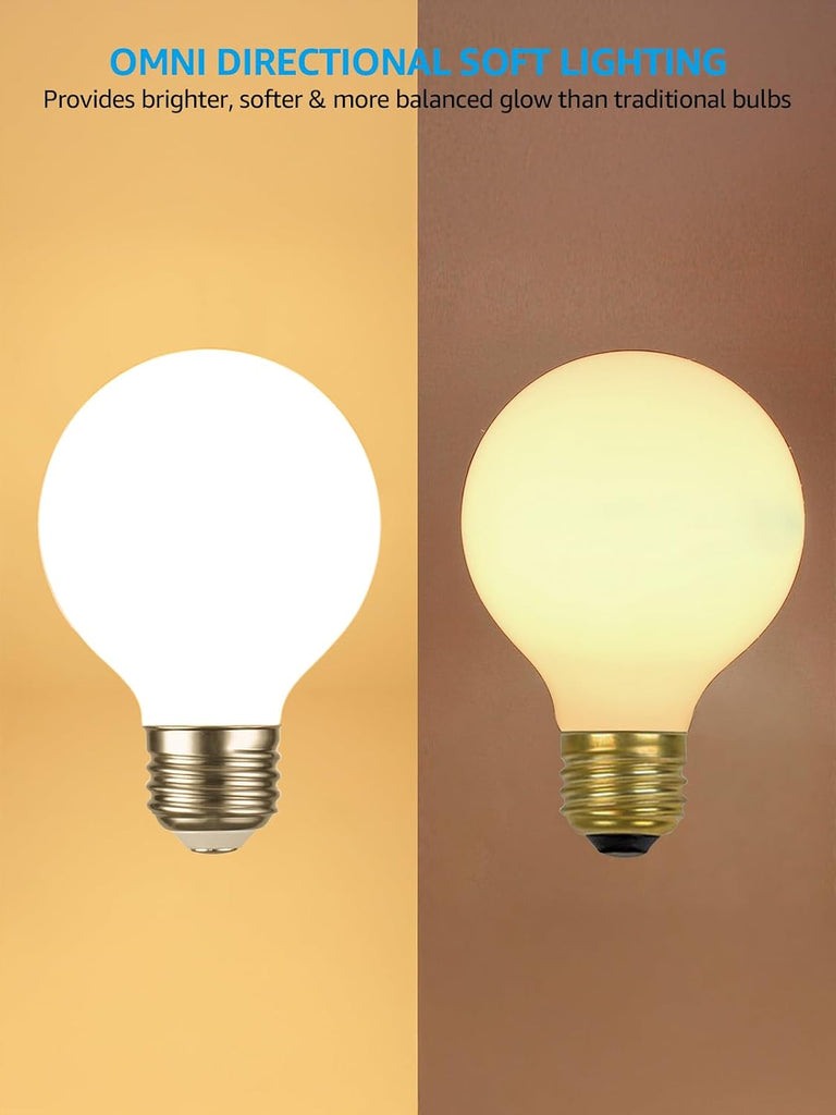 12-Pack G25 Globe Light Bulbs LED Dimmable, Round Frosted Vanity Light Bulb for Bathroom, LED Edison Bulb, 4.5W(60W