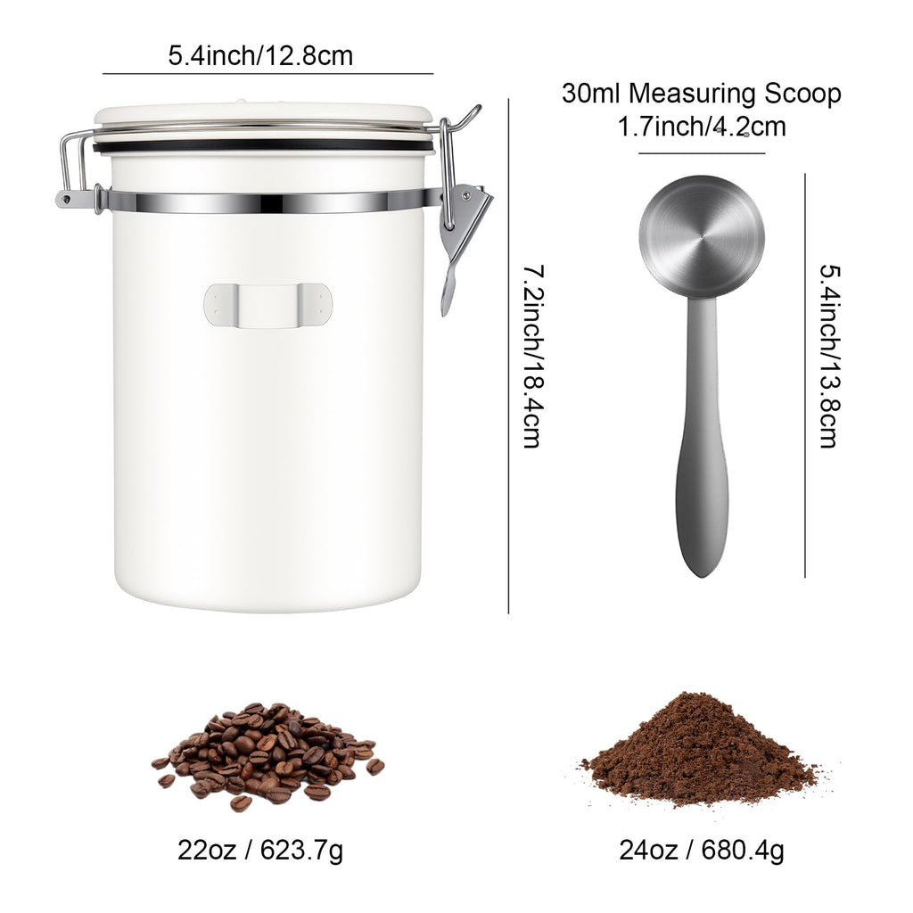 22OZ Airtight Stainless Steel Coffee Canister with Date Tracker