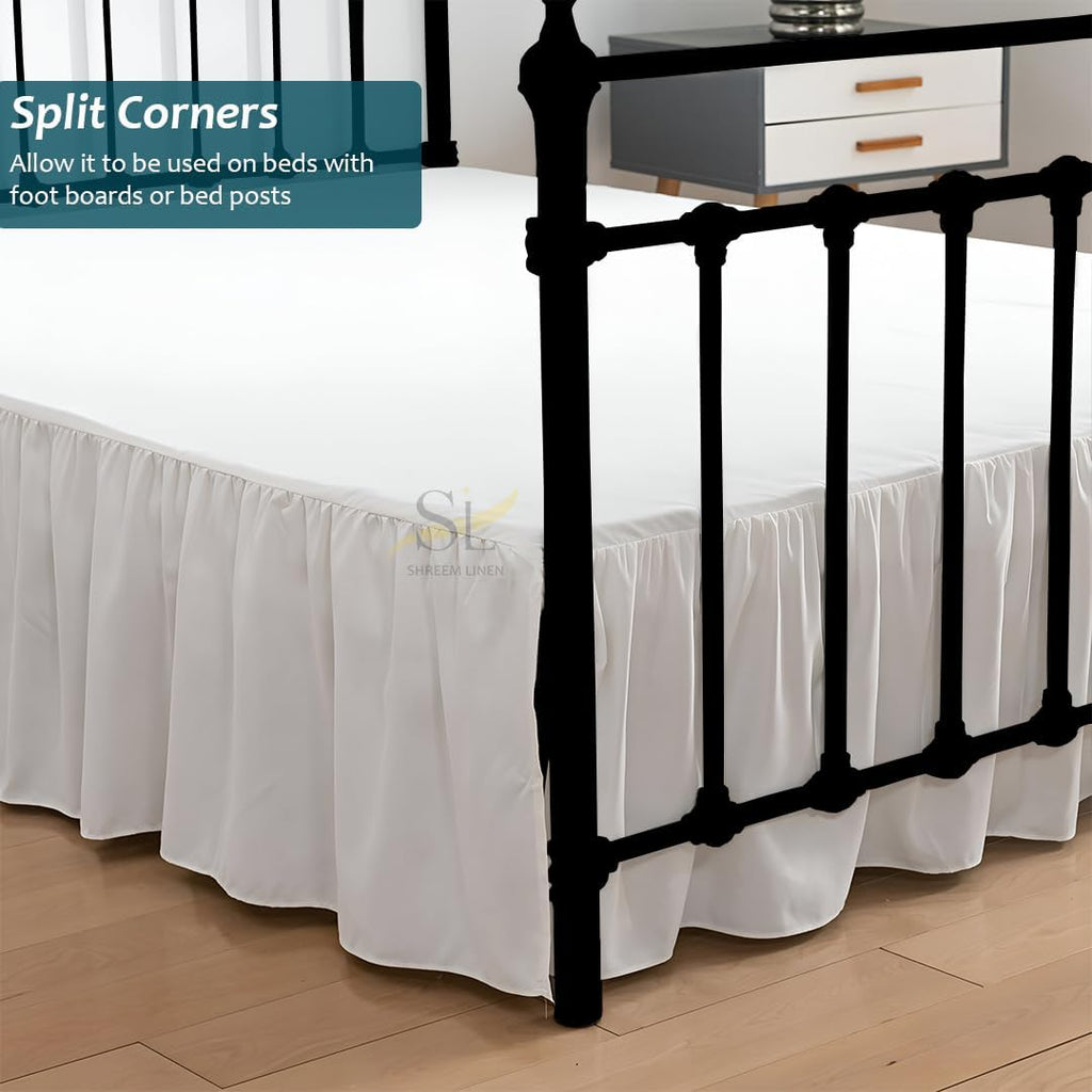 Ruffled Bed Skirt with Split Corners, Gathered Style, 100% Microfiber, 18-Inch Drop, Dust Ruffle Bedskirt with