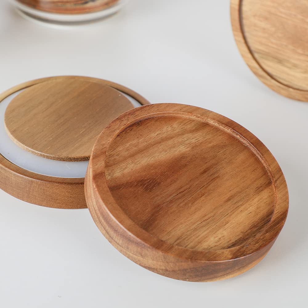 Glass Storage Jars with Wood Lid [Set of 5], Airtight Food Containers Stackable for Coffee Beans| Nuts| Pasta
