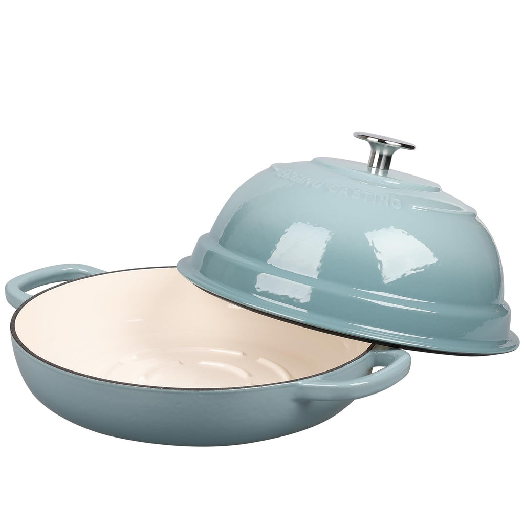 Enameled Cast Iron Dutch Oven Pot with Lid, Round Bread Oven made Sourdough Bread Baking, 6 Quart, Seasalt