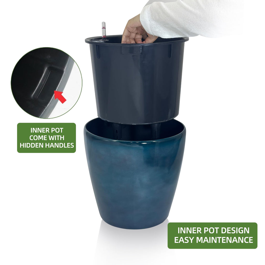 15x14 Self Watering Planter with Wheels (Grayish Green Gradient)