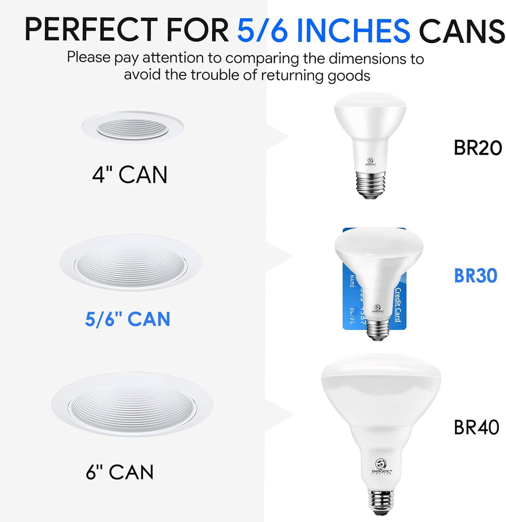 Energetic 12 Pack LED Recessed Light Bulb BR30 1500LM, 2700K