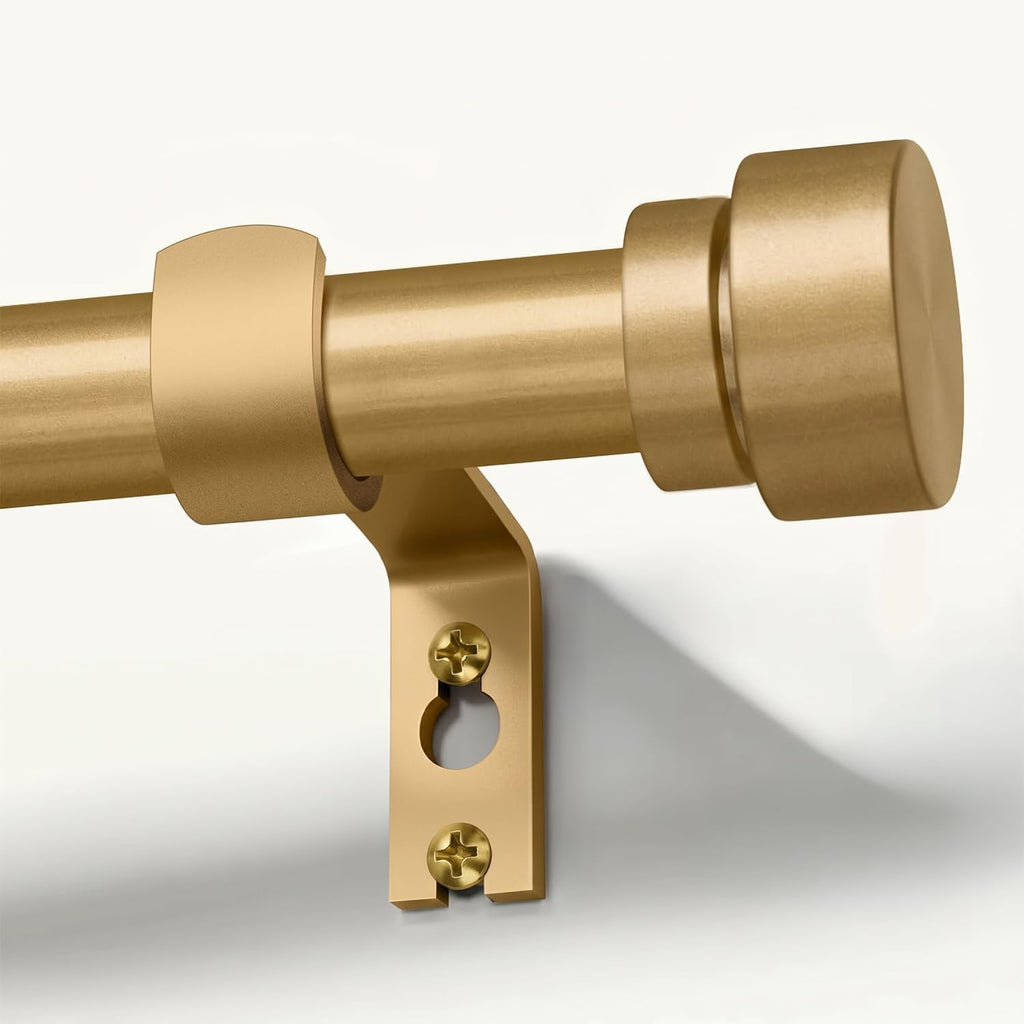 Gold Heavy Duty Curtain Rods for Windows 1" Diameter Brass Curtain Rod with Modern