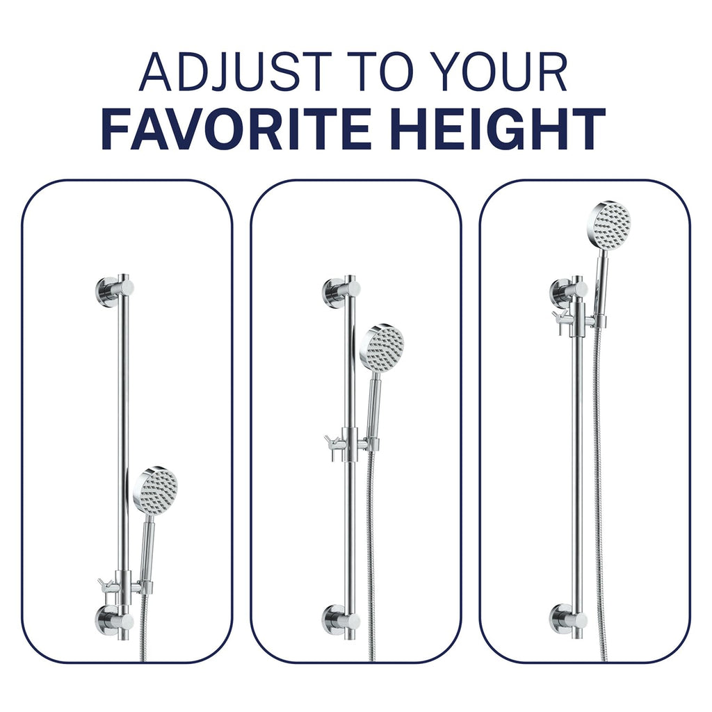 Metal Shower Slide Bar Set with Handheld Shower Head and Hose