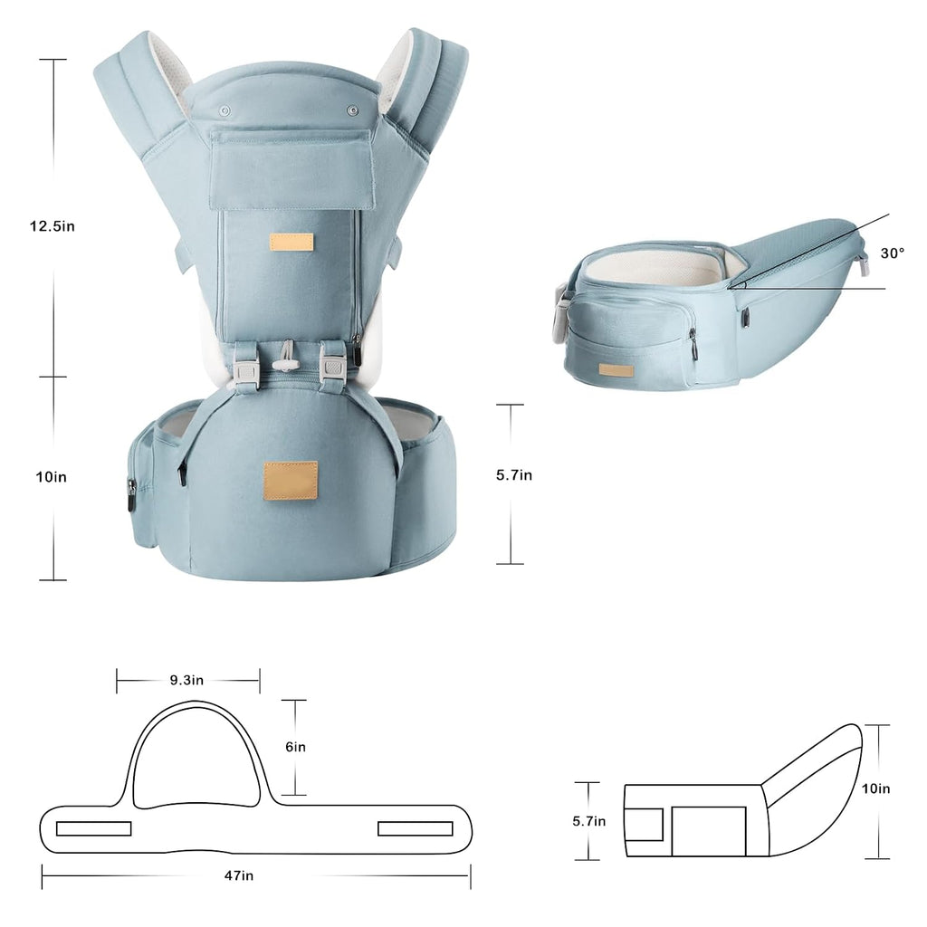 Carrier Newborn to Toddler with Hip Seat, Soft in-1 Ergonomic All Positions Infant Carrier 7-33 lb with Hood