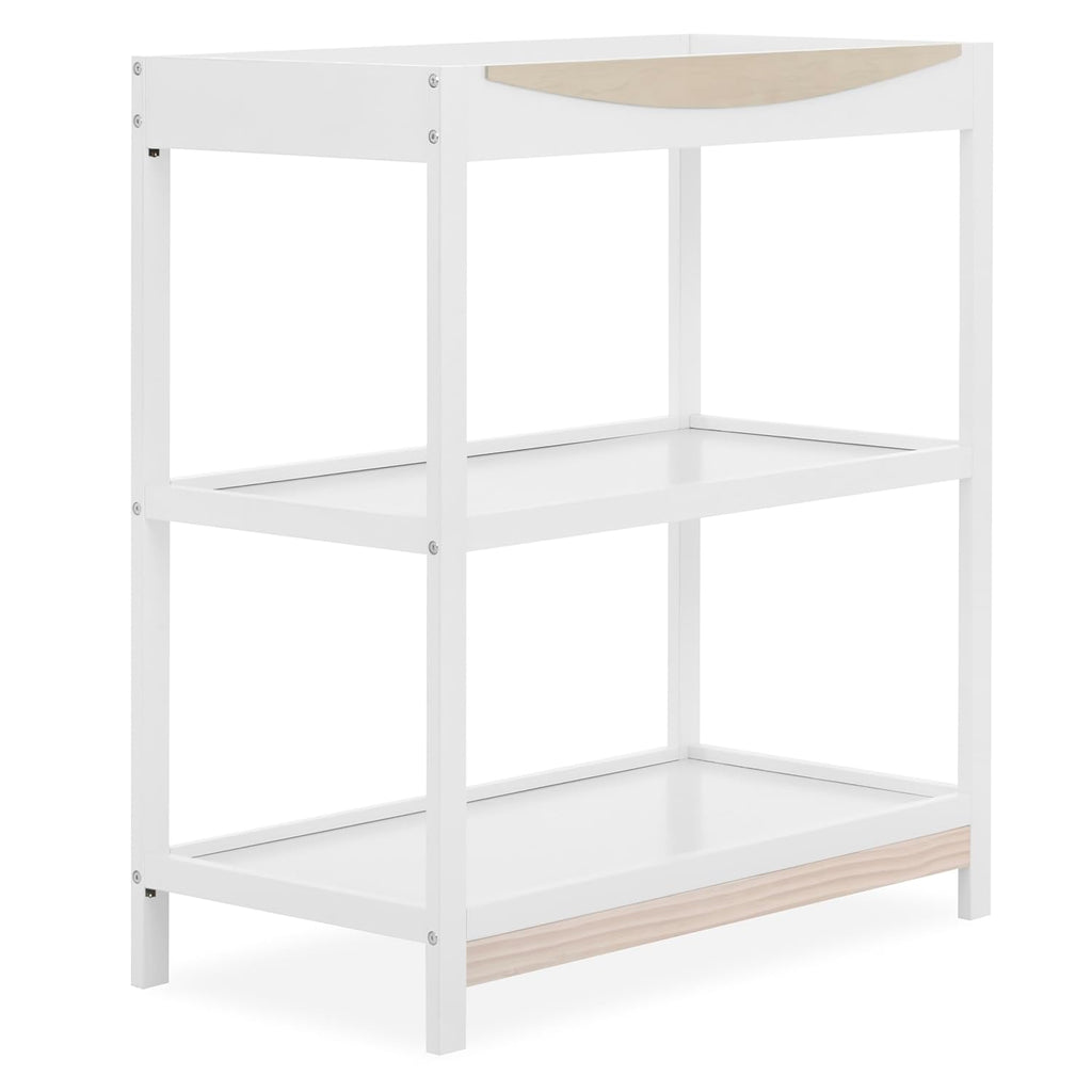Baby Changing Table - Compact Modern Changing Station with 2 Open Shelves, New Zealand Pinewood