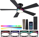 46In RGB Ceiling Fans with Lights - Black Flush Mount Ceiling Fan Light with Remote/APP, RGB+3CCT 6 Wind Speeds, Modern Low Profile Fan Light Fixture for Party, Kid's Room A101-B0F1L8ZTL1