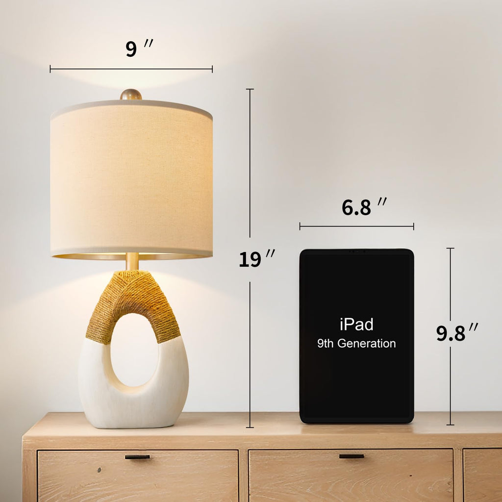 19'' Small Boho Table Lamps Set of 2 for Bedside