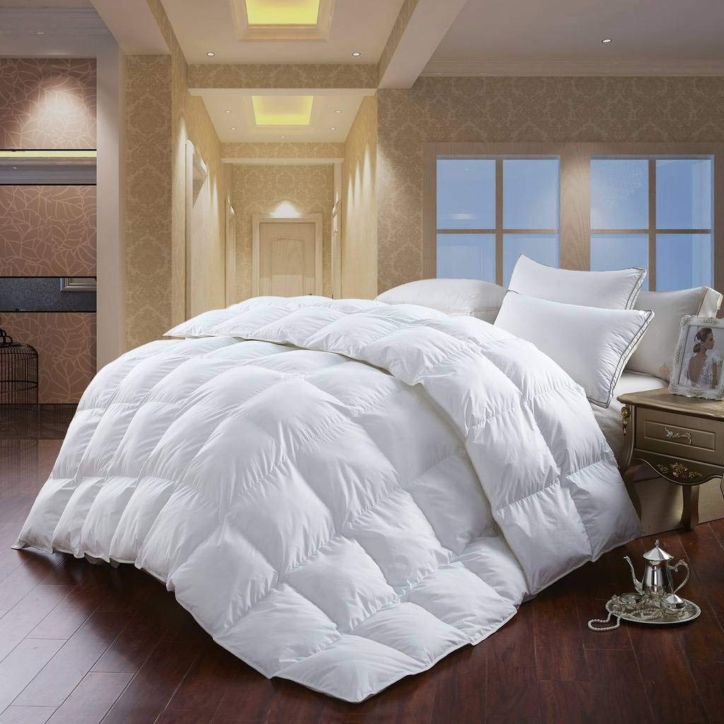 King Size Siberian Goose Down Comforter, 100% Egyptian Cotton, White, & 50Oz