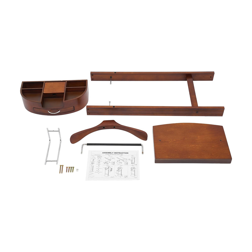Mens Valet Stand with Drawer, Top Tray, Wood Suit Rack Suit Stand for Man and Women Clothes Valet, Freestanding Clothes
