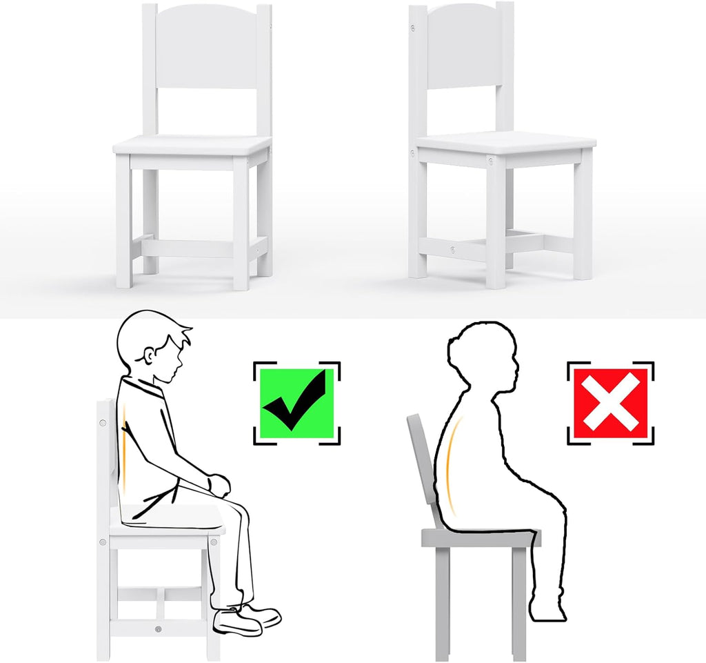 Toddler Wooden Chair, Kids Chair for Play or Activity, Set of 2, White