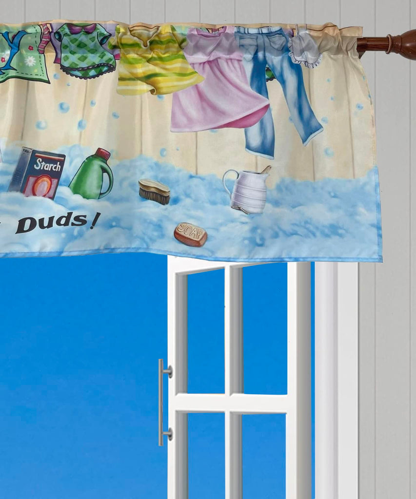 Colorful Soap and Suds Laundry Decorative Valance 58 x 18 Inches