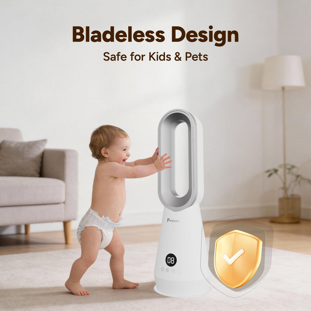 2-in-1 Bladeless Tower Fan, 22 Inch Cooling Fan with Air Purifier, 90° Oscillating, 8 Speeds, Remote, 9H Timer, Quiet