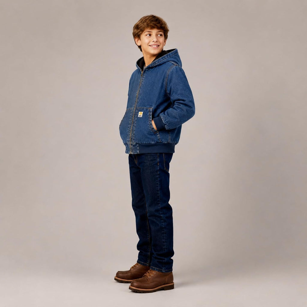 Boys Winter Coat, Insulated Canvas Hooded Jacket Full Zip
